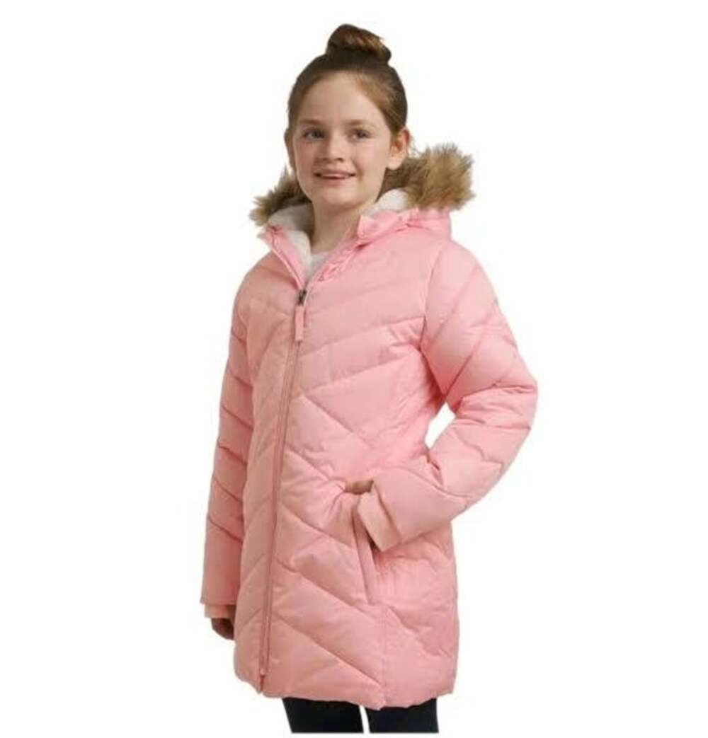 pink S 7-8 quilted puffer parka Lands' End Girls Water Resistant Coat Jacket